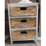 A PAINTED CHEST CONTAINING THREE WOVEN DRAWERS