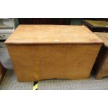 A CRAFTMANS BUILT BLONDEWOOD BOX CHEST of solid slab construction