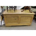 A PLAIN WOODEN BOX COFFER