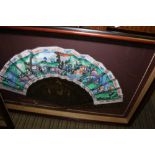 TWO BOXED FRAMED ORIENTAL FANS