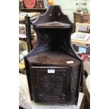 A LATE 19TH CENTURY CARVED HANGING SINGLE DOOR CORNER CUPBOARD