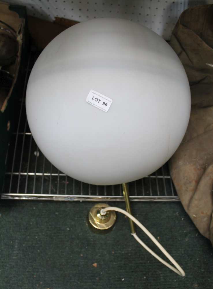 A LARGE WHITE OPAQUE GLASS PENDANT CEILING GLOBE