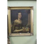 A PROBABLE 19TH CENTURY OIL ON CANVAS FEMALE PORTRAIT STUDY in period gilt frame, believed unsigned