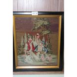 A GLAZED & FRAMED PROBABLE 19TH CENTURY TAPESTRY WOOLWORK