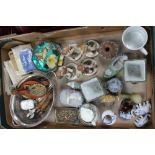 A BOX FULL OF COLLECTABLE DOMESTIC ITEMS to include models of the four seasons