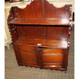 A LATE 19TH CENTURY WALNUT COLOURED HANGING CUPBOARD with shelved top and pierced side supports