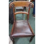 A SET OF FIVE WILLIAM IV MAHOGANY DINING CHAIRS, the flowerhead carved cresting rails over plain