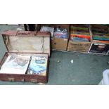 THREE BOXES AND A SUITCASE CONTAINING MOTOR VEHICLE LITERATURE, to include many Haynes Motoring