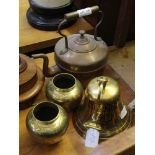 A WALL MOUNTABLE BRASS BELL bearing the legend 'Titanic, 1912' together with a pair of Indian /