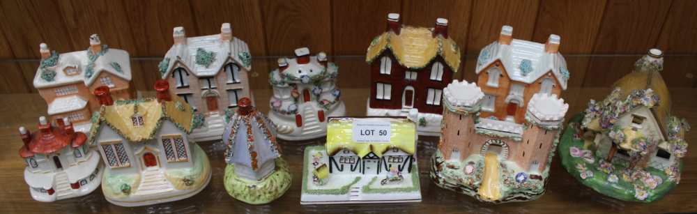 A SHELF FULL OF STAFFORDSHIRE VARIOUS