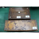 TWO WOODEN BOXES CONTAINING COSTUME JEWELLERY ETC.