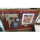 A LARGE FRAMED MONTAGE APPERTAINING TO ENGLAND'S 1966 WORLD CUP WIN