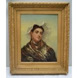 19TH CENTURY EUROPEAN SCHOOL 'Portrait of a Young Woman', Oil painting on canvas, 44cm x 34cm, in