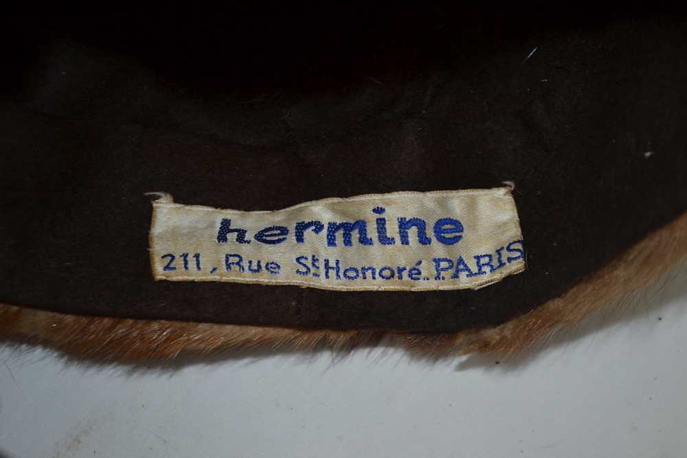 THREE FUR LADY'S HATS; including two mink, one labelled "Hermine, Paris" and a mink collar (4) - Image 2 of 3