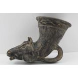 A THRACIAN RHYTON, the horn shape beaker with horse head base, and applied handle possibly 5th