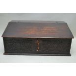 AN 18TH CENTURY OAK BIBLE BOX later adapted, having three-quarter lift-up lid opening to reveal