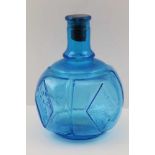 A 'HAYWARD'S' FIRE GRENADE, moulded blue glass, with cork stopper, 16cm high