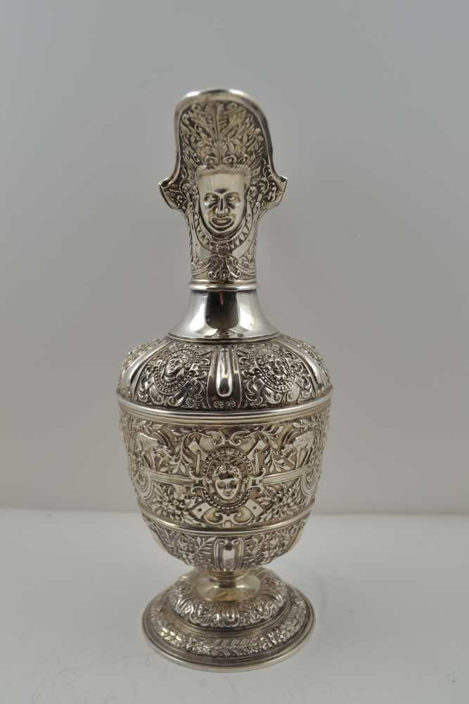 STEPHEN SMITH A VICTORIAN SILVER 'CELLINI' WINE EWER, chased and embossed decoration of mask, - Image 2 of 7