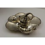 JAMES CHARLES EDINGTON A MID-19TH CENTURY SILVER INKSTAND, designed as an Aladdin's lamp inkwell,