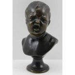 A BRONZE SCREAMING BABY PORTRAIT BUST c.1900, 16cm high