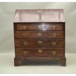 A 19TH CENTURY MAHOGANY FINISHED BUREAU, having well fitted interior over four full width drawers,