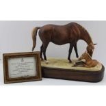 A ROYAL WORCESTER CERAMIC MARE & FOAL, "The New Born", limited edition no.178 of 500, modelled by