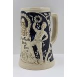 AN EARLY TO MID 20TH CENTURY POTTERY BEIRSTEIN, decorated with athlete design, 'Frisch from Froh