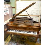 A FIRST-QUARTER 20TH CENTURY MAHOGANY CASED BABY GRAND PIANO, bearing the name 'Beulhoff', the metal