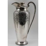 A WILCOX S P CO. PAISLEY PATTERN SILVER-PLATED LEMONADE JUG, with cover, tapering form, the handle
