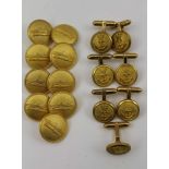 A QUANTITY OF CUFFLINKS AND NINE 'LAUNCH OF THE QEII' GOLD PLATED BUTTONS (unused)