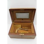 A 'DUNHILL' HUMIDOR, burr walnut veneer, 34cm wide, contains some cigars