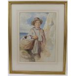 OCTAVIUS OAKLEY (1800-1867) A pencil and Watercolour study of a young Shellfish picker, returning