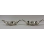 HAMILTON & INCHES A PAIR OF LATE VICTORIAN SILVER BONBON DISHES of boat form with scroll ends and