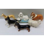 A SELECTION OF SIX VARIOUS BESWICK ANIMALS, to include a sheep and five dogs various, one being a