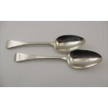 HESTER BATEMAN A PAIR OF WILLIAM IV SOUP / TABLE SPOONS, Old English design, London 1930,