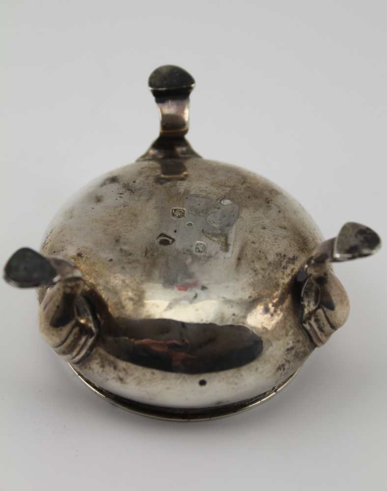 A GEORGE II SILVER SALT, raised on three cabriole supports, London 1738, possibly by James - Image 3 of 4