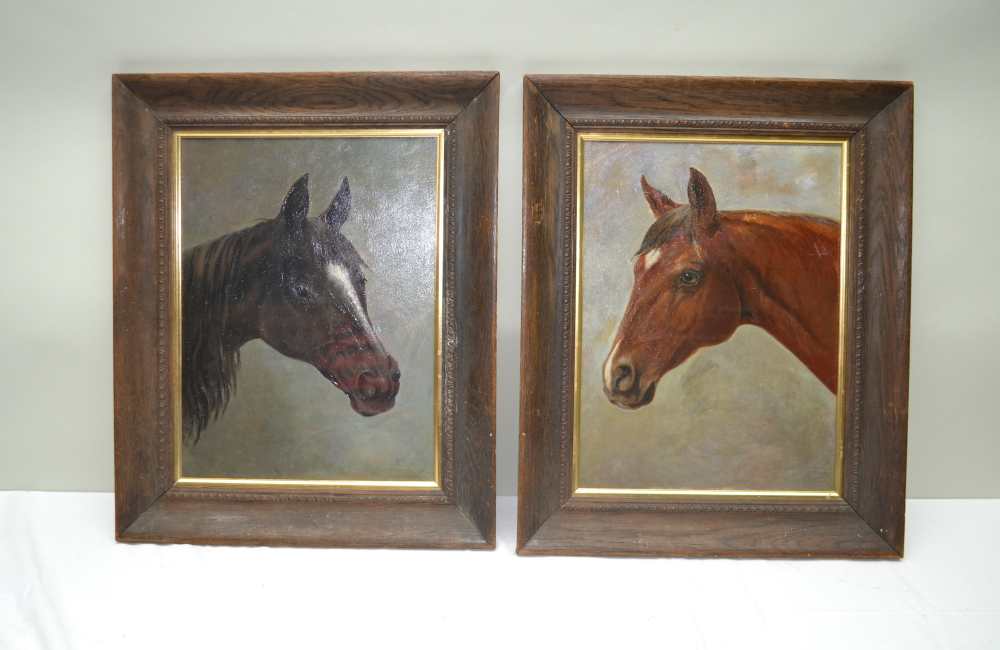 ENGLISH SCHOOL 'Late 19th century portrait study of a Bay Horse and similar of a Chestnut Horse,