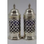 THE ALEXANDER CLARK MANUFACTURING CO.' A PAIR OF SILVER PEPPER POTS, of cylindrical form with