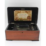 A LATE 19TH CENTURY MUSICAL BOX, wood grain painted case, with a four airs musical movement, the