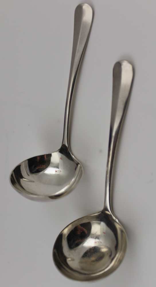 COOPER BROTHERS & SONS LTD A PAIR OF SILVER SAUCE LADLES of rat tail design, Sheffield 1933 / 34, - Image 2 of 5