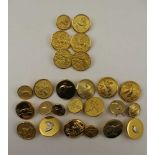 A COLLECTION OF HUNTING, SHOOTING AND FISHING GOLD PLATED BUTTONS, various designs (unused)