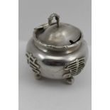 LUEN WO OF SHANGHAI A CHINESE EXPORT SILVER INKWELL / CONDIMENT, with hinged cover, bears
