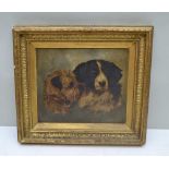 ENGLISH SCHOOL Late 19th century Portrait Study of Terrier and Spaniel, oil on canvas, signed