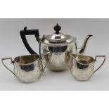 A LATE 19TH CENTURY MATCHED SILVER BACHELOR TEASET by CHARLES BOYTON, the teapot London 1893, the