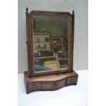 A 19TH CENTURY QUEEN ANNE DESIGN DRESSING TABLE TOP MIRROR, having adjustable plain plate, on a