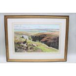 ROBERT NICHOLLS 'Moorland scape with Grouse', Watercolour painting, signed, dated (19) 90, 42cm x