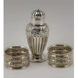 HILLIARD & THOMASON A LATE VICTORIAN SILVER PEPPER POT, fluted cap and body with repousse acanthus