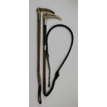 A 'SWAINE' HUNTING WHIP, antler handle and silver collar, together with A RIDING CROP (2)