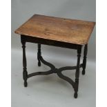 A LATE 18TH CENTURY SINGLE DRAWER SIDE TABLE, fitted brass handle, raised on turned baluster