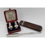 RICHARD CROSSLEY A GEORGE III DOUBLE ENDED SILVER MARROW SCOOP, London 1791, 49g, together with an